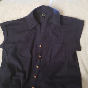 Navy Blue button short sleeve shirt
